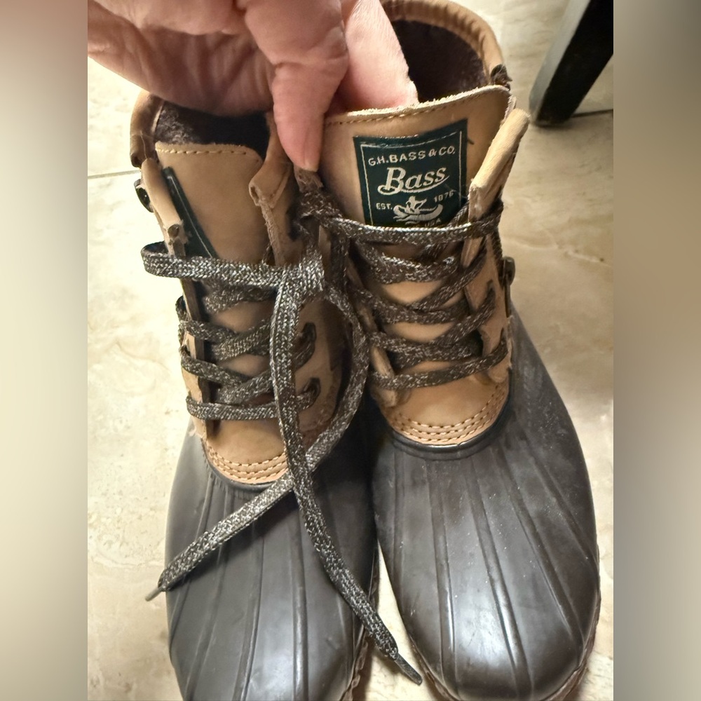 Bass Two-Tone Duck Boots in Brown and Black